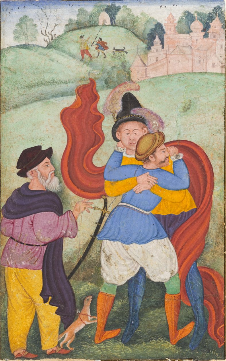 Evropané v objetí, kolem roku 1590 od Mughal School