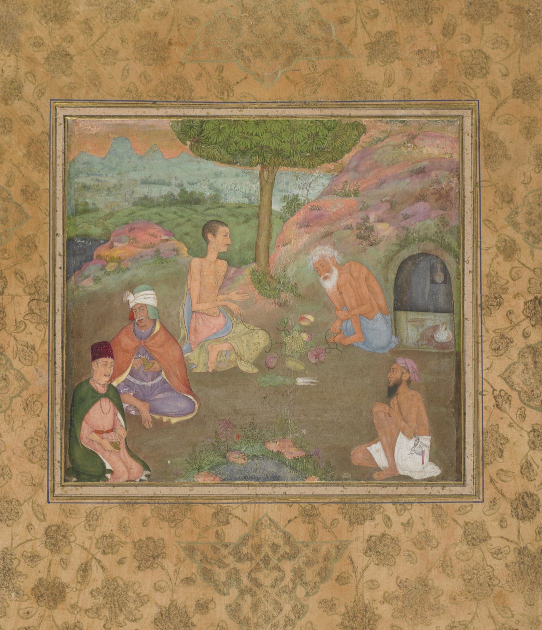 Pět svatých mužů, samostatný rukopisný folio, kolem roku 1670 od Mughal School