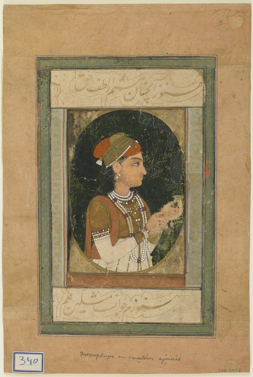 Portrét princezny, Album s malbou, polovina 18. století od Mughal School
