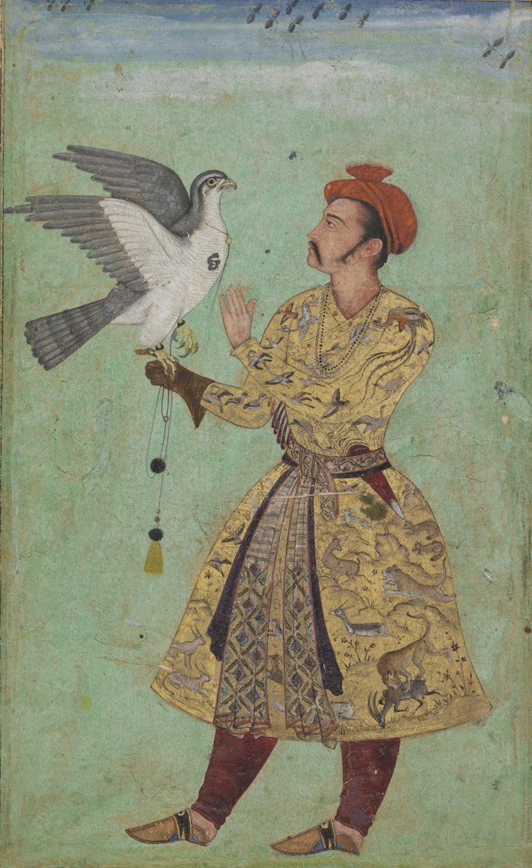Princ se sokolem, kolem 1600-5 od Mughal School