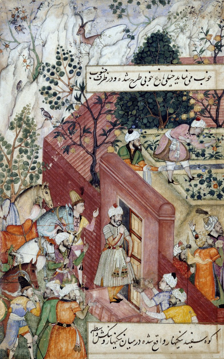 Mughalský císař Babur (r.1526-30) se chystá zamořit vytyčení zahrady pomocí čar z 