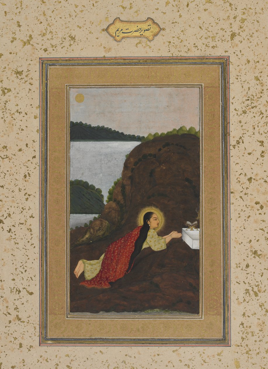 Panna Maria při modlitbě z alba Impey, Folio Manuscript, c.1770 od Mughal School