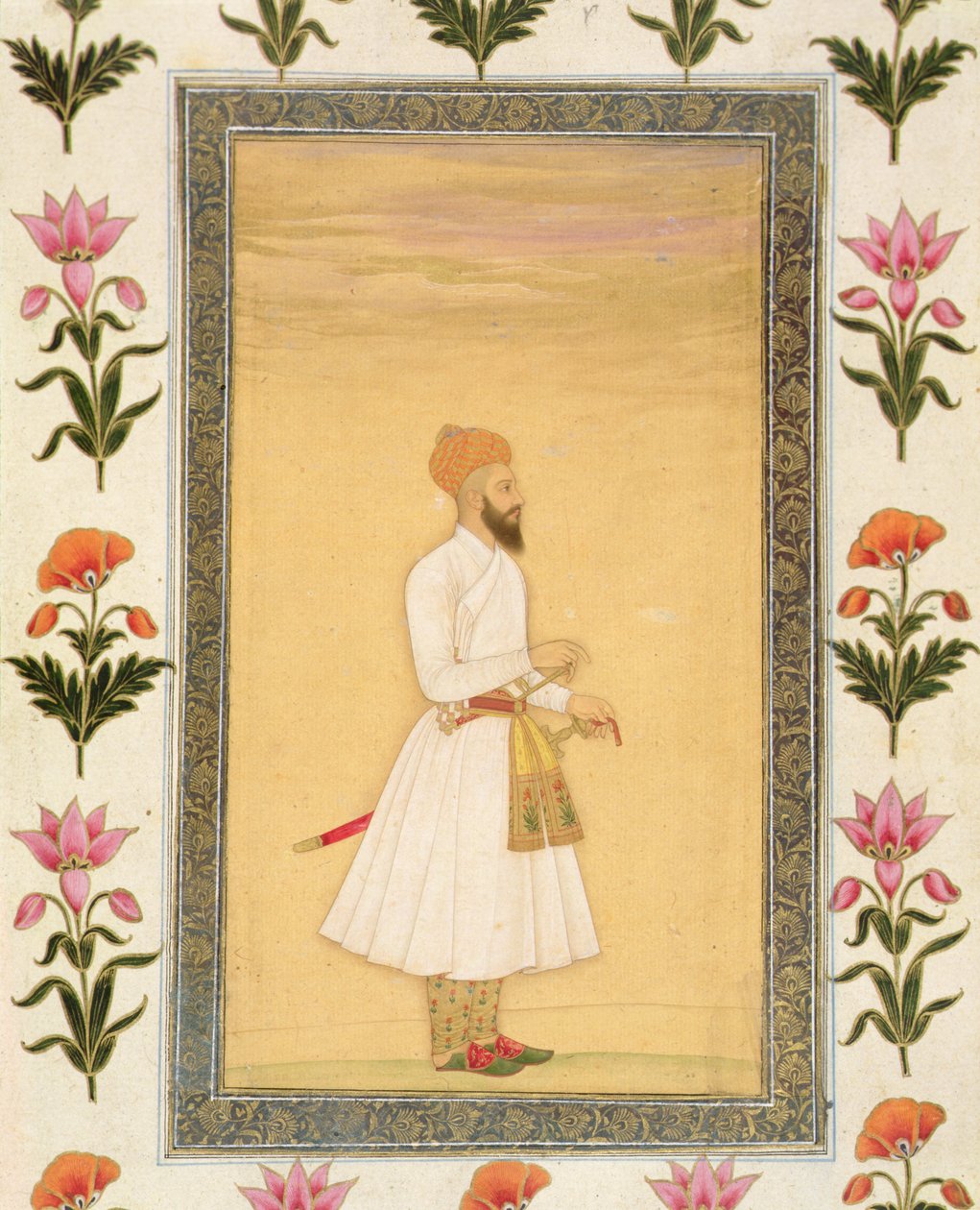 Stojící postava šlechtice, z malého alba Clive (neprůhledné wc na papíře) od Mughal School