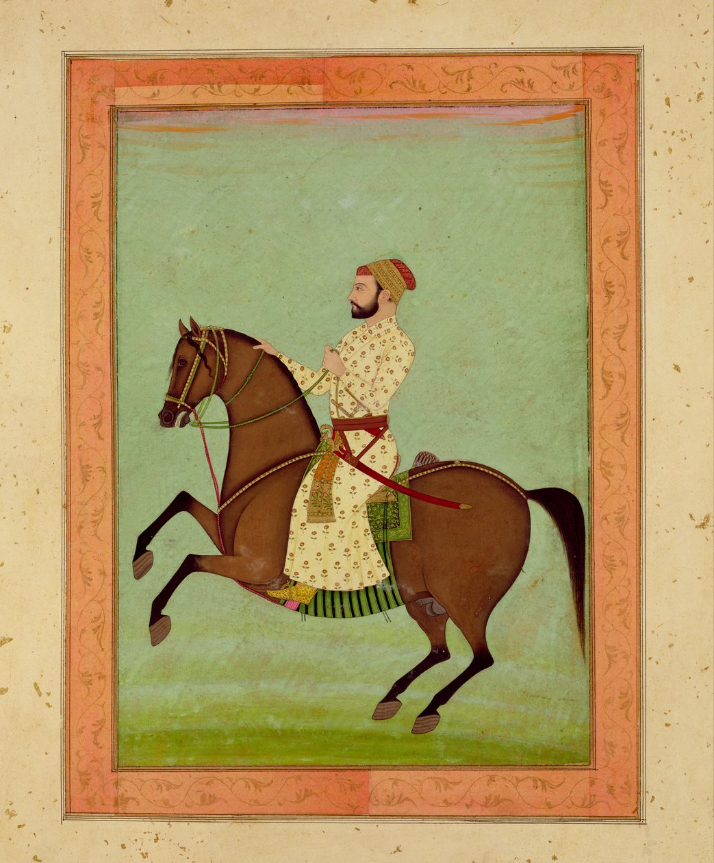 A Mughal Noble on Horseback, c.1790, z Velkého alba Clive od Mughal School