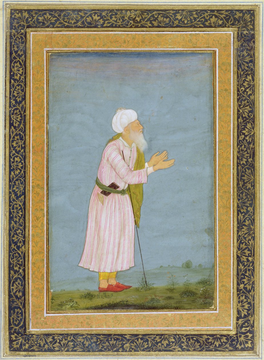 Muslimská náboženská postava, z malého alba Clive (neprůhledné wc na papíře) od Mughal School
