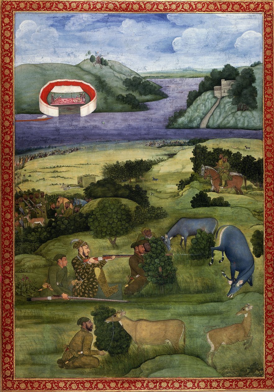 Princ a společníci lovící blackbuck, cca 1670-80 od Mughal School