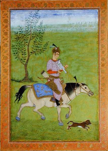 Princ na koni, z Velkého alba Clive (akvarel na papíře) od Mughal School
