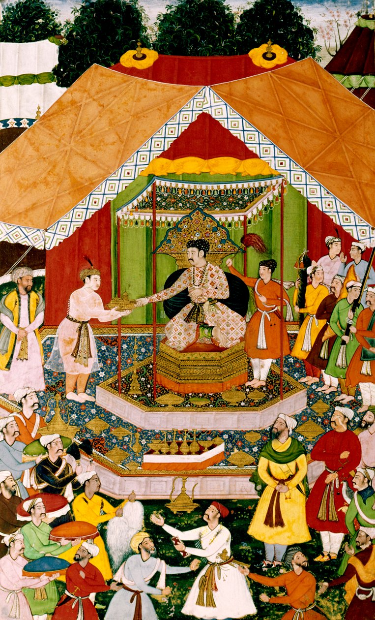 Akbar a Azim Khan v Dipalpur, kolem 1590-95 od Mughal School