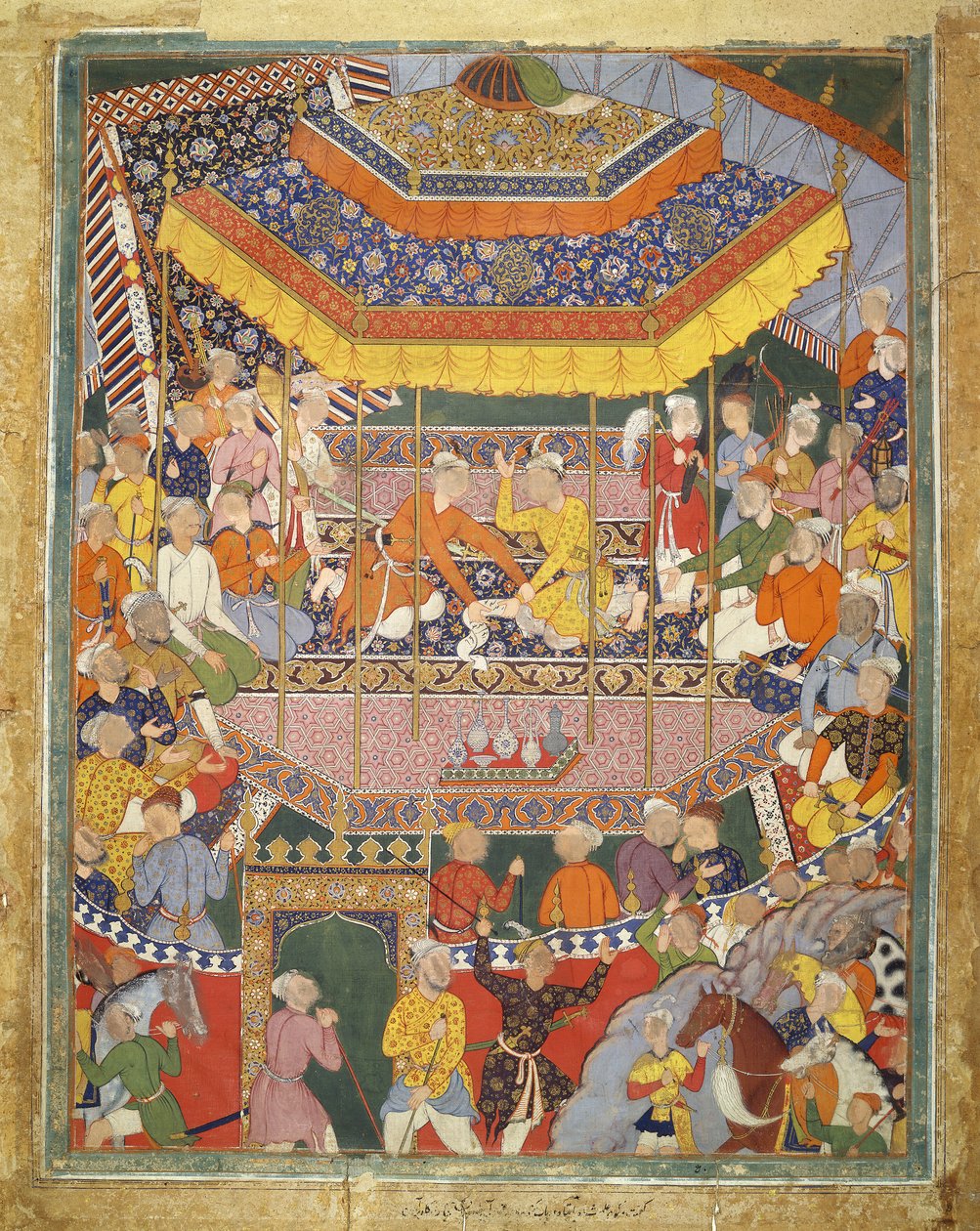 Alamšáh rozmlouvá s Kubádem, ilustrace z Hamza Nama, asi 1555-57 (tělová barva na bavlně) od Mughal School