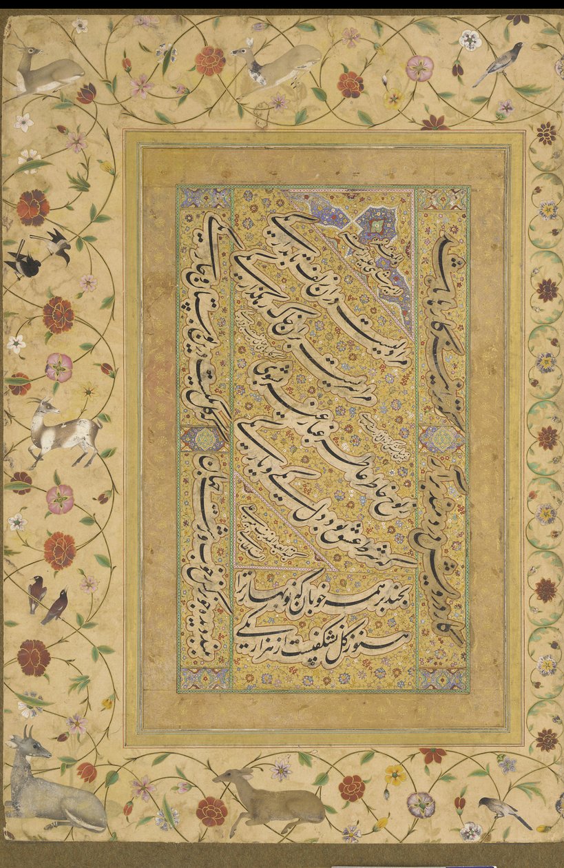 Kaligrafie z alba Late Shahjahan od Mughal School