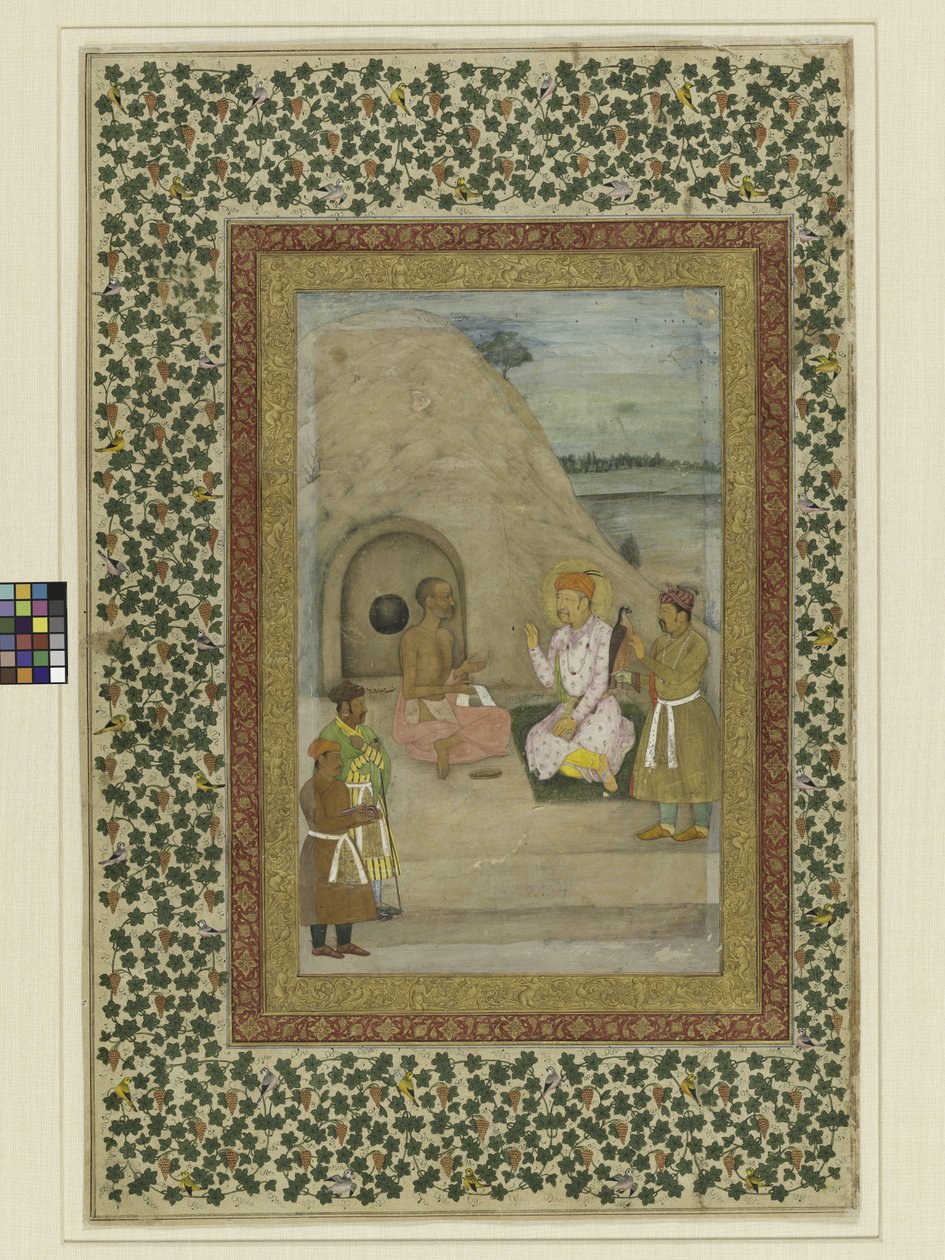 Císař Akbar a Gosain Jadrup, folio z Petrohradu Muraqqa‘, kolem 1625-30 od Mughal School