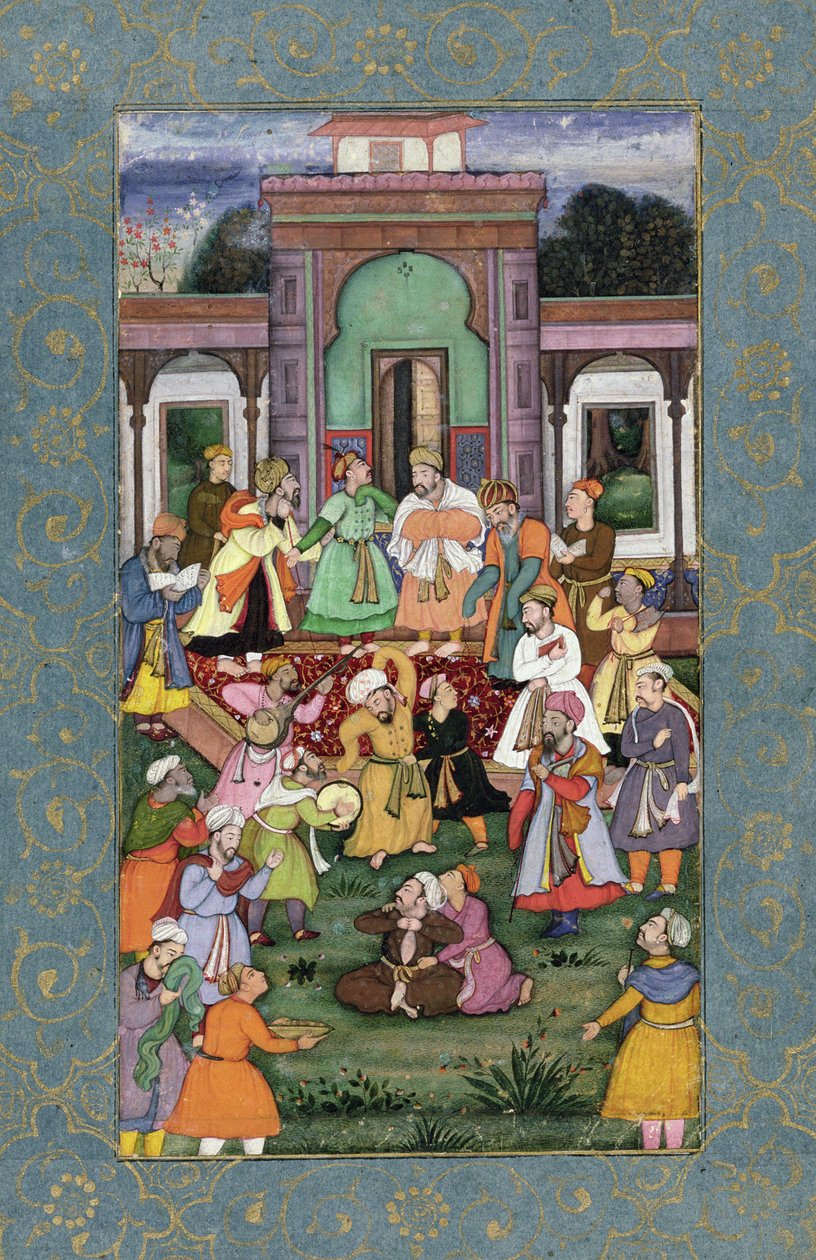Skupina vířících dervišů, z Velkého alba Clive, cca 1595 (neprůhledné wc se zlatem na papíře) od Mughal School