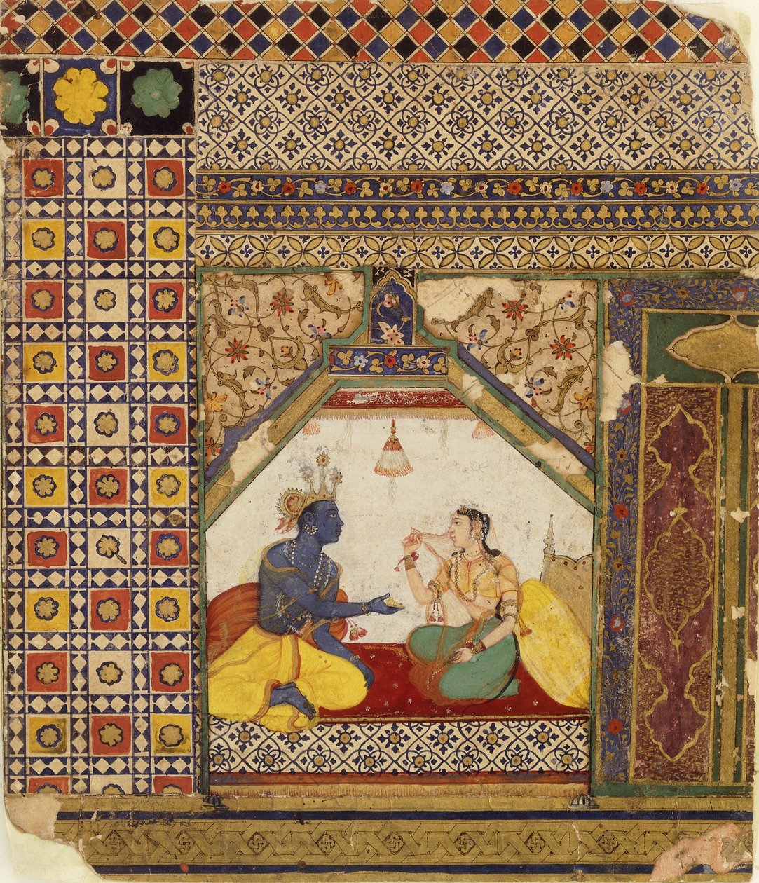 Ráma se snaží ospravedlnit Sitě své odmítnutí, kolem roku 1595 od Mughal School