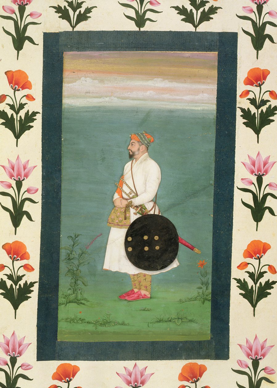 Stojící postava důstojníka z Small Clive Album c.1635-40 (neprůhledné wc na papíře) od Mughal School