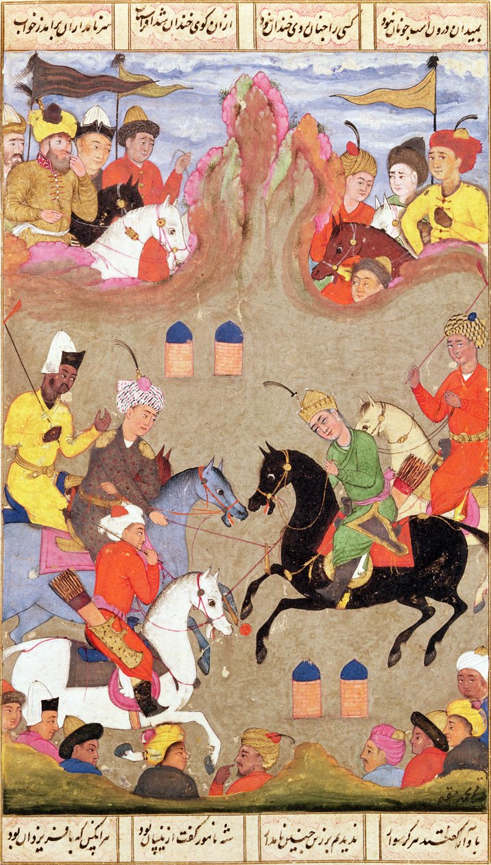 The Game of Polo, miniatura z shahnama, c.1670 od Mughal School