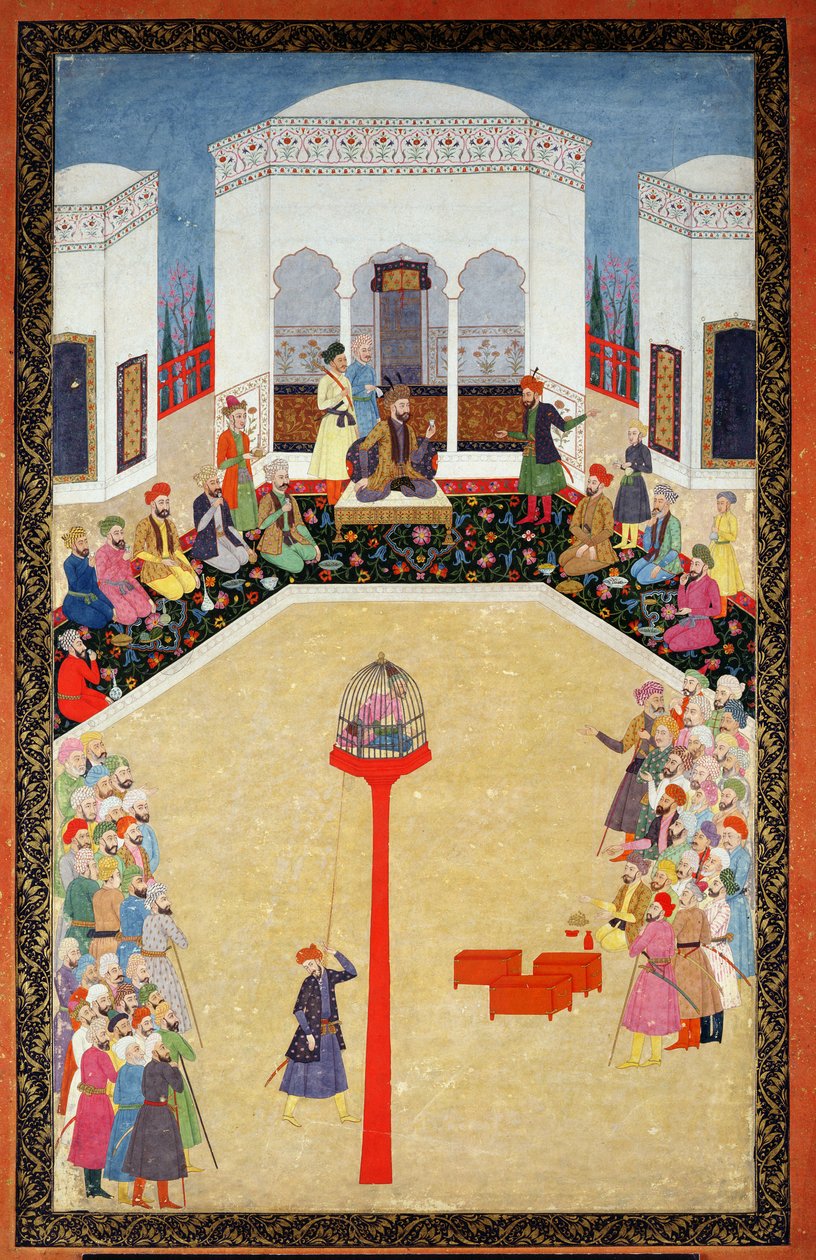 Zajetí sultána Bayazida z Turecka, Johnson Album I, č. 2 s číslem 9, c1680 (kvaš na listu alba) od Mughal School
