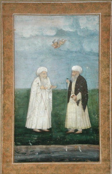 Dva muslimští svatí muži, z Malého alba Clive (neprůhledný akvarel na papíře) od Mughal School