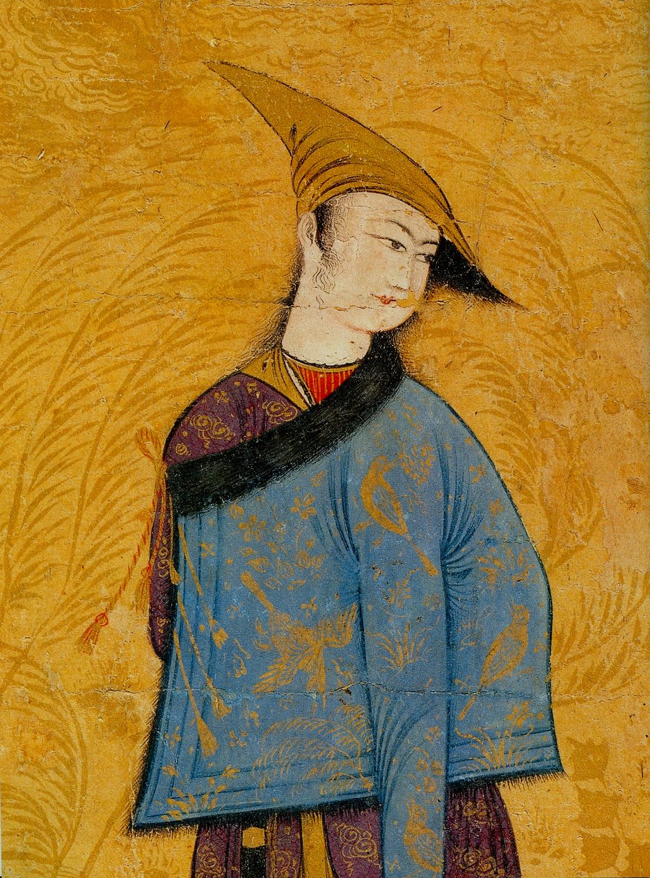 Mládež v krátkém kožichu lemovaném kabátě přes rameno, 40. léta 17. století od Muhammad Yusuf