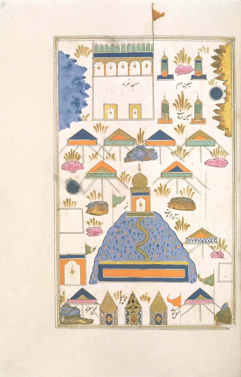 Poutní místa v Mekce a Medině, z Futuh al-Haramain, kolem roku 1589 od Muhyi al Din Muhyi al Din