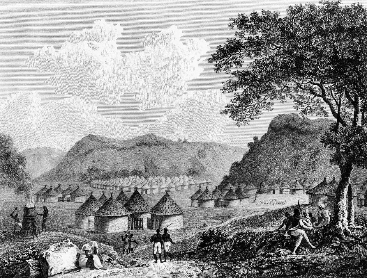Pohled na vesnici Kamalia z Travels ve vnitrozemí Afriky, 1799 od Mungo Park