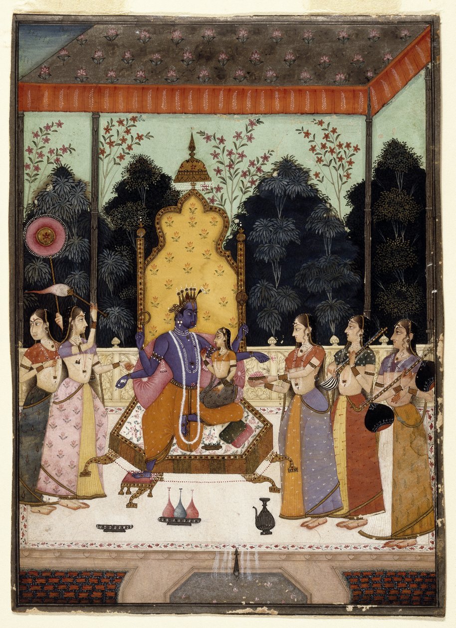Vaikuntha Darshana, cca 1710-15 (wc, zlato a stříbro na papíře) od Murad and Lupha Murad and Lupha