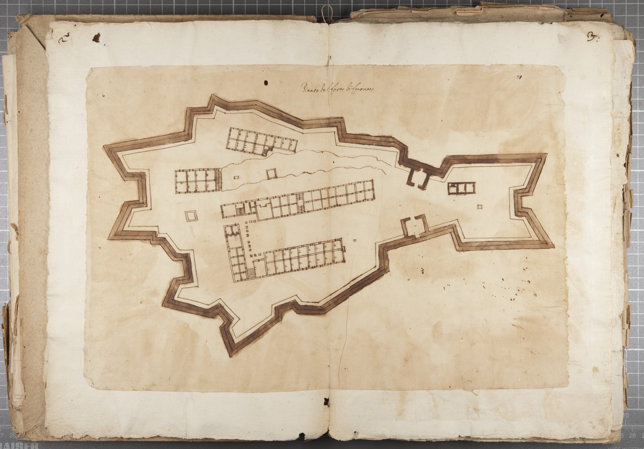 Portfolio kreseb Mutia Oddiho z Urbina a dalších - Port of Fuentes, kolem 1635-40 (pero a inkoust na papíře ve vázaném svazku) od Muzio Oddi