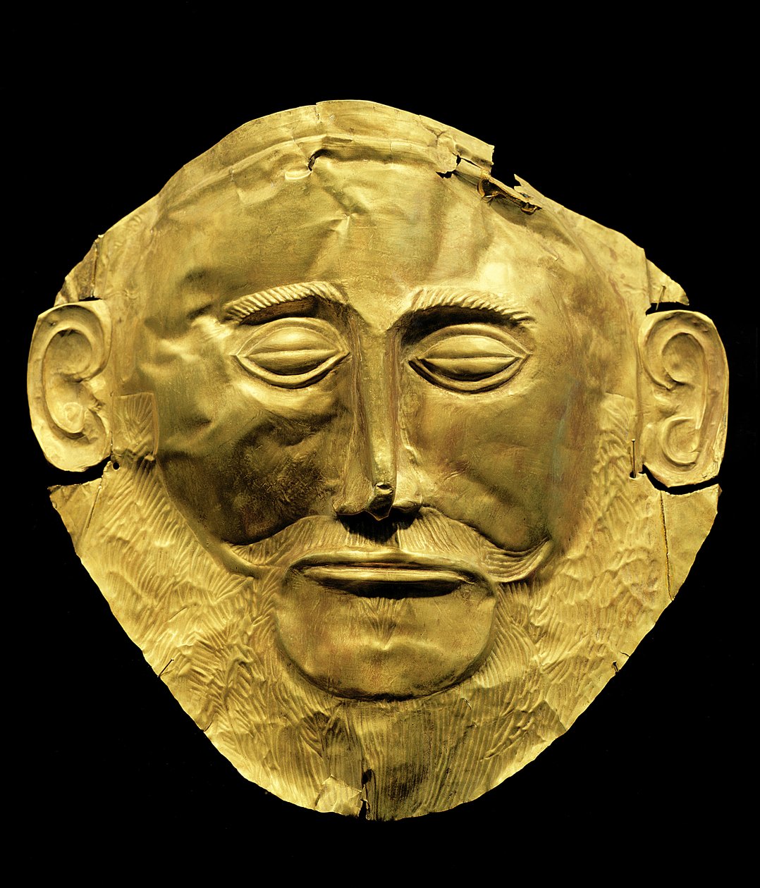 Pohřební maska z Mykén, dříve považována za masku Agamemnona (zlato) od Mycenaean