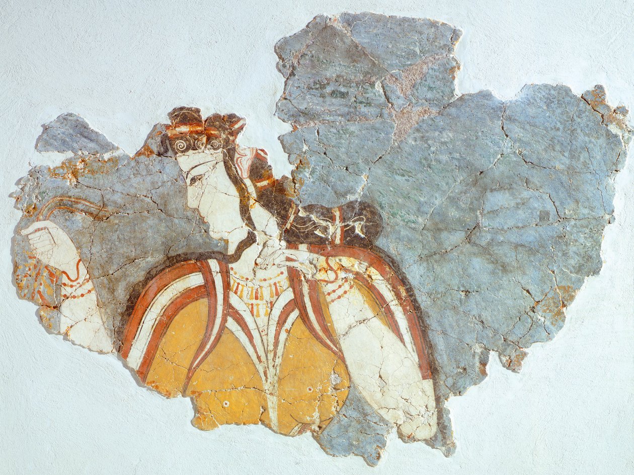 Dvorní dáma, freska z mykénského paláce (Řecko), mykénská civilizace od Mycenaean