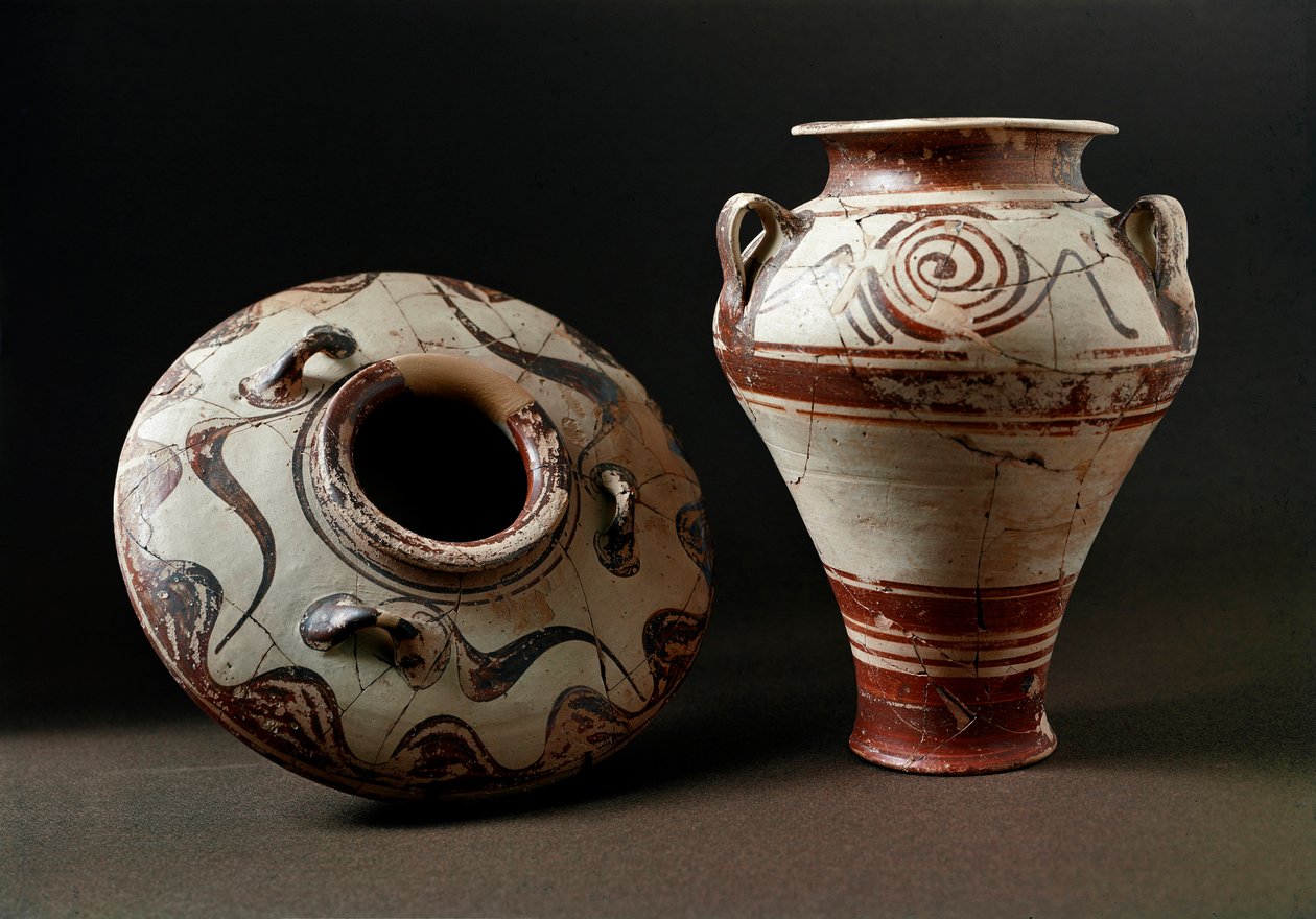 Mykénské umění: keramické vázy. 1400 před naším letopočtem. Athenes, Musee de l