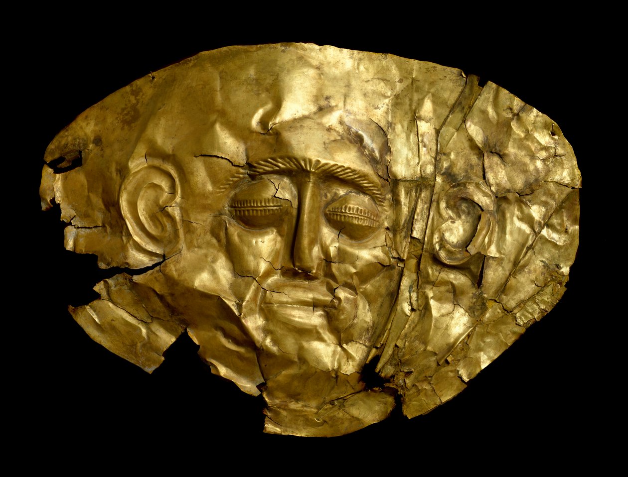 Mykénské umění: zlatá pohřební maska od Mycenaean