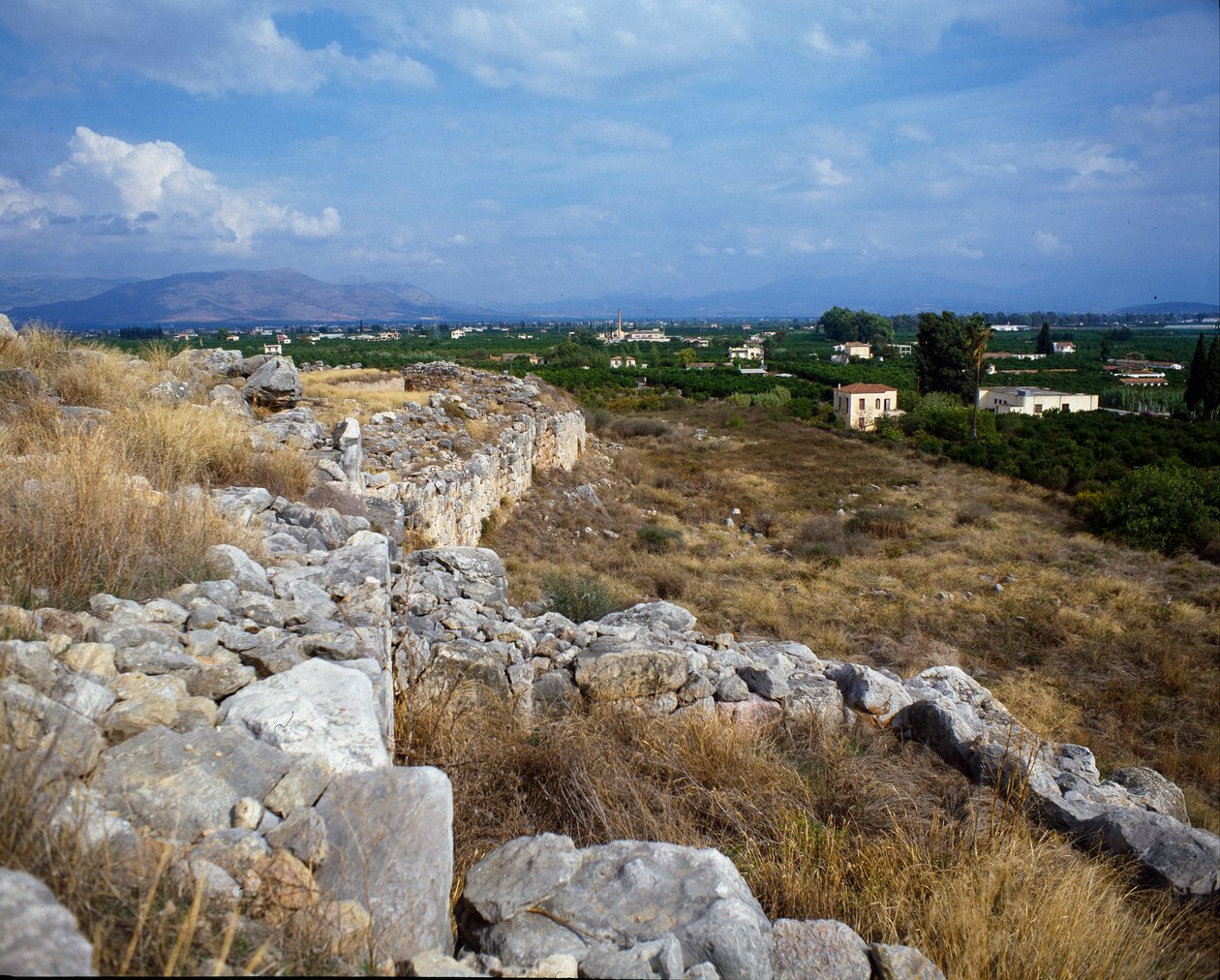 Ruiny pevnosti citadely: místo starověkého města Tirynthe, kolem roku 1200 před naším letopočtem. Řecko od Mycenaean