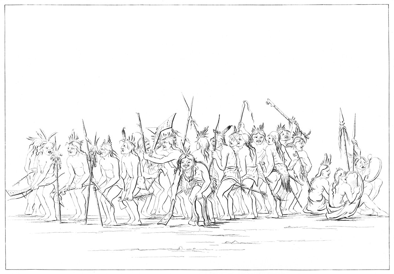 Psí tanec Siouxů, 1841. od Myers and Co