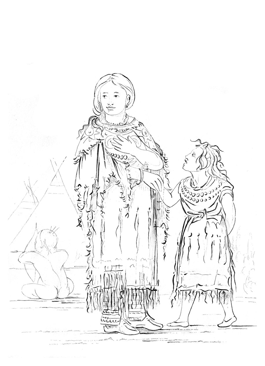 Indiánská žena a dítě, 1841. od Myers and Co