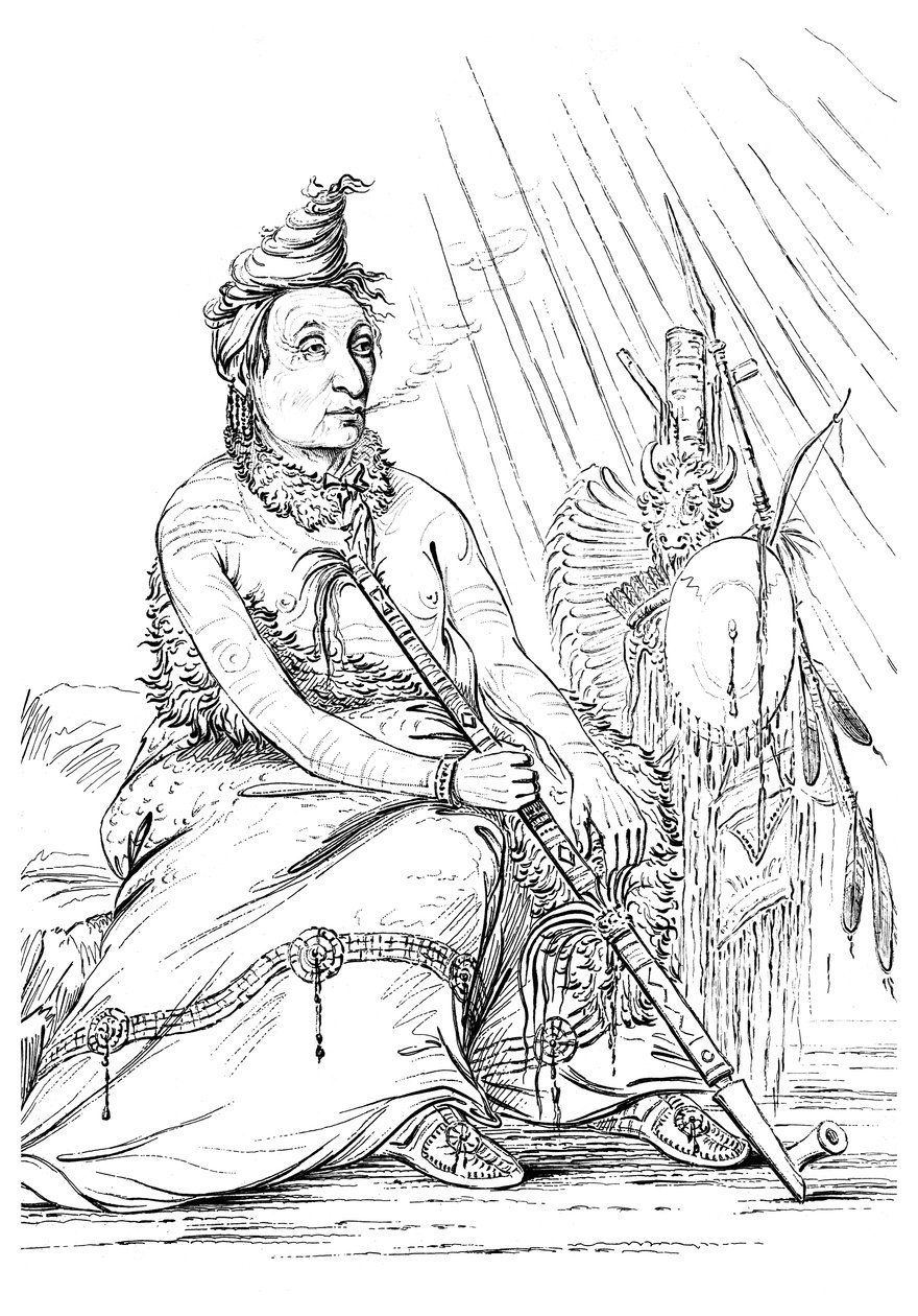 Portrét černého mokasína, náčelníka Minnetarees, 1841. od Myers and Co