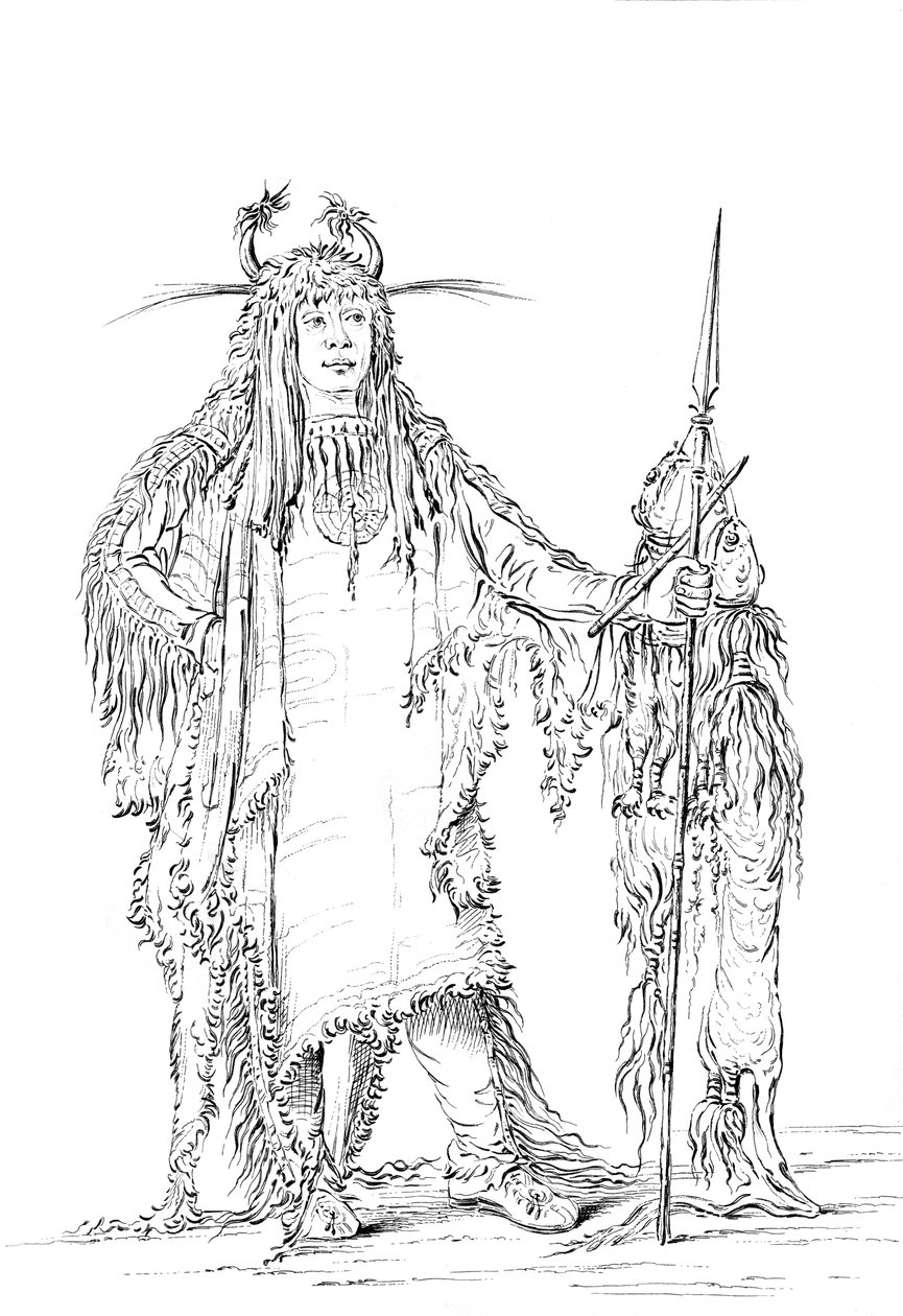 Portrét orlích žeber, indiánský muž, 1841. od Myers and Co