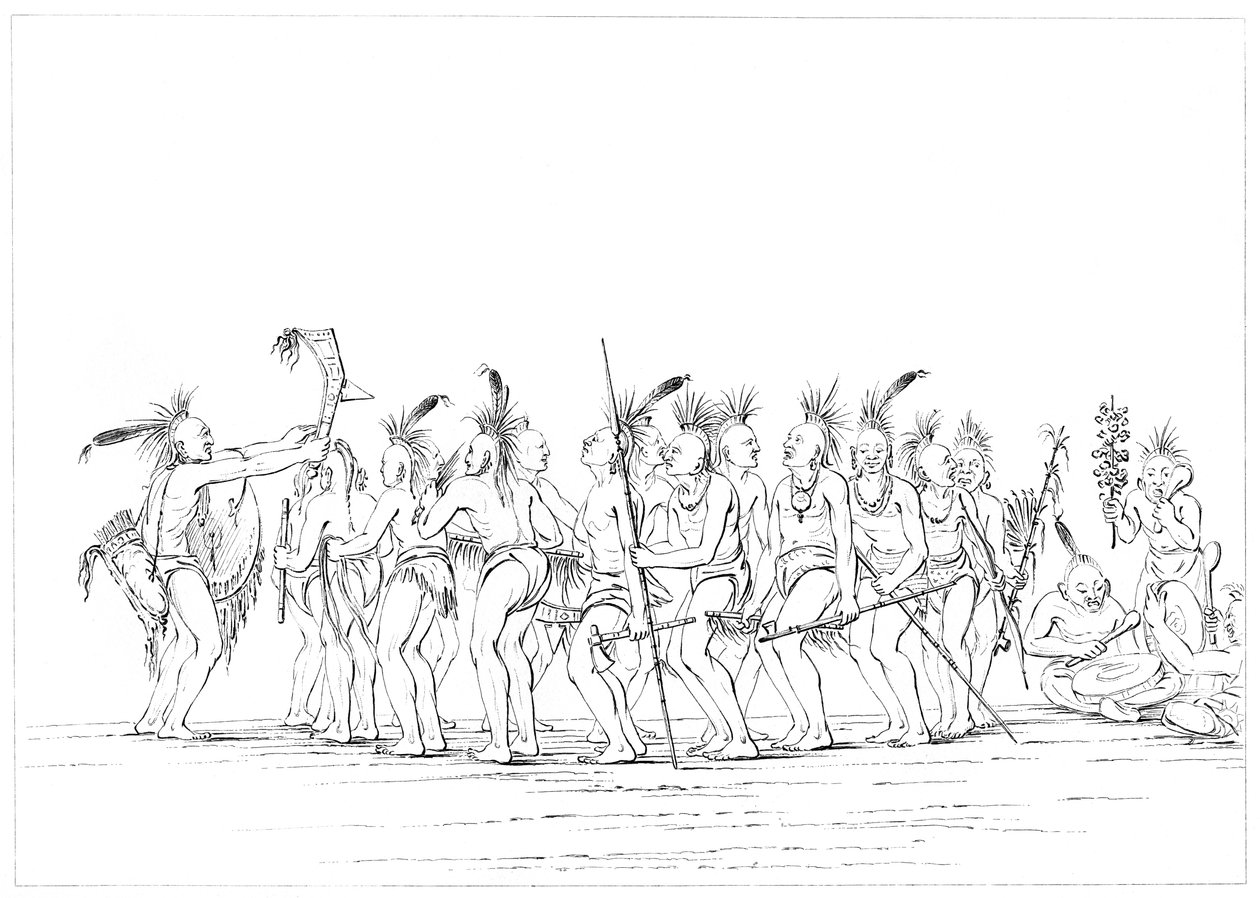 Tanec otroků, Sac and Fox, Rock Island, Upper Mississippi, 1841. od Myers and Co