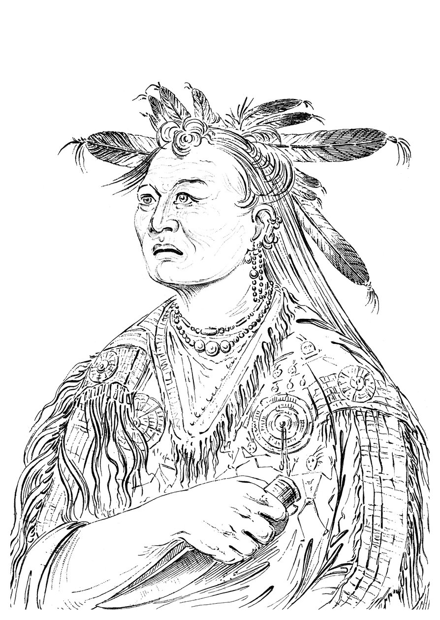 Krvavá ruka, jeden z náčelníků kmene Riccaree, 1841. od Myers and Co