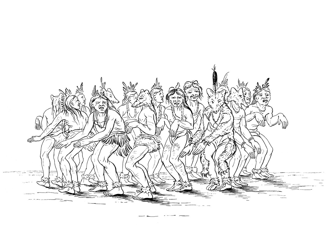 Kmen Siouxů předvádějící medvědí tanec, 1841. od Myers and Co