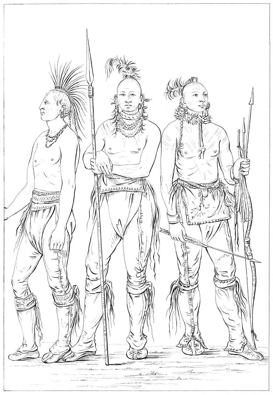 Tři Osage stateční, 1841. od Myers and Co