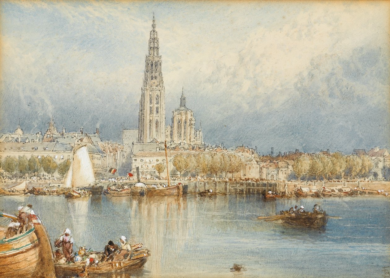 Pohled na Rýn (wc na papíře) od Myles Birket Foster