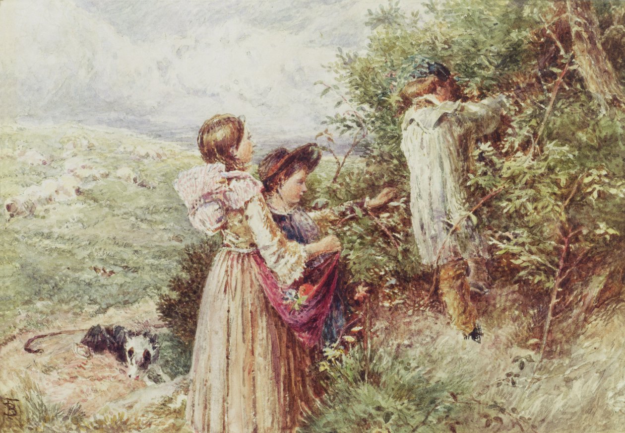 Děti sbírají ostružiny, 19. století od Myles Birket Foster