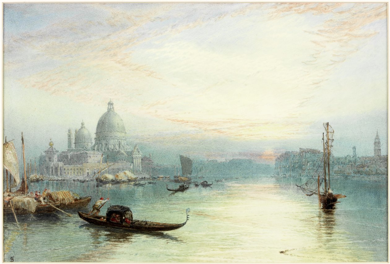 Vstup do Canal Grande, Benátky (akvarel na papíře) od Myles Birket Foster