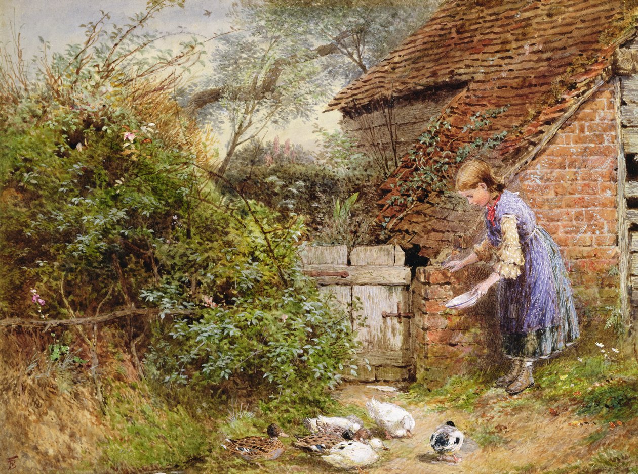 Krmení kachen od Myles Birket Foster