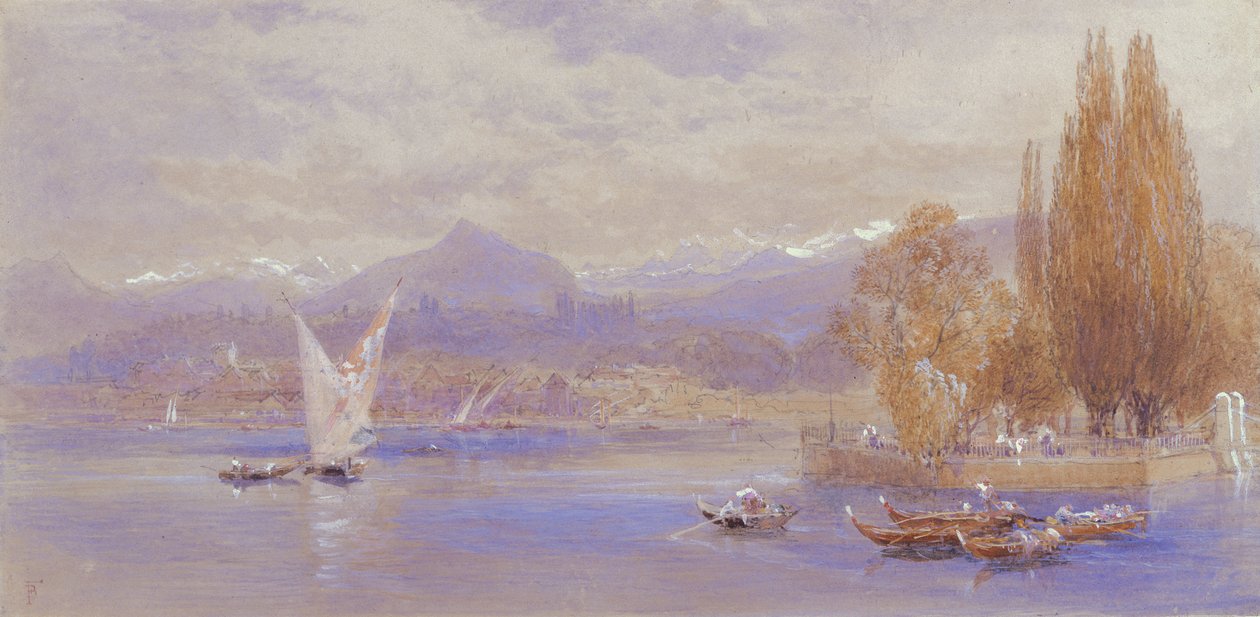 Ženevské jezero, 19. století od Myles Birket Foster