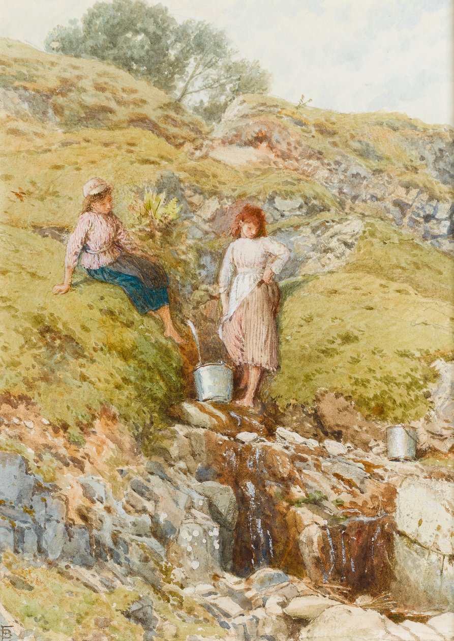 A Highland Burn (wc na papíře) od Myles Birket Foster