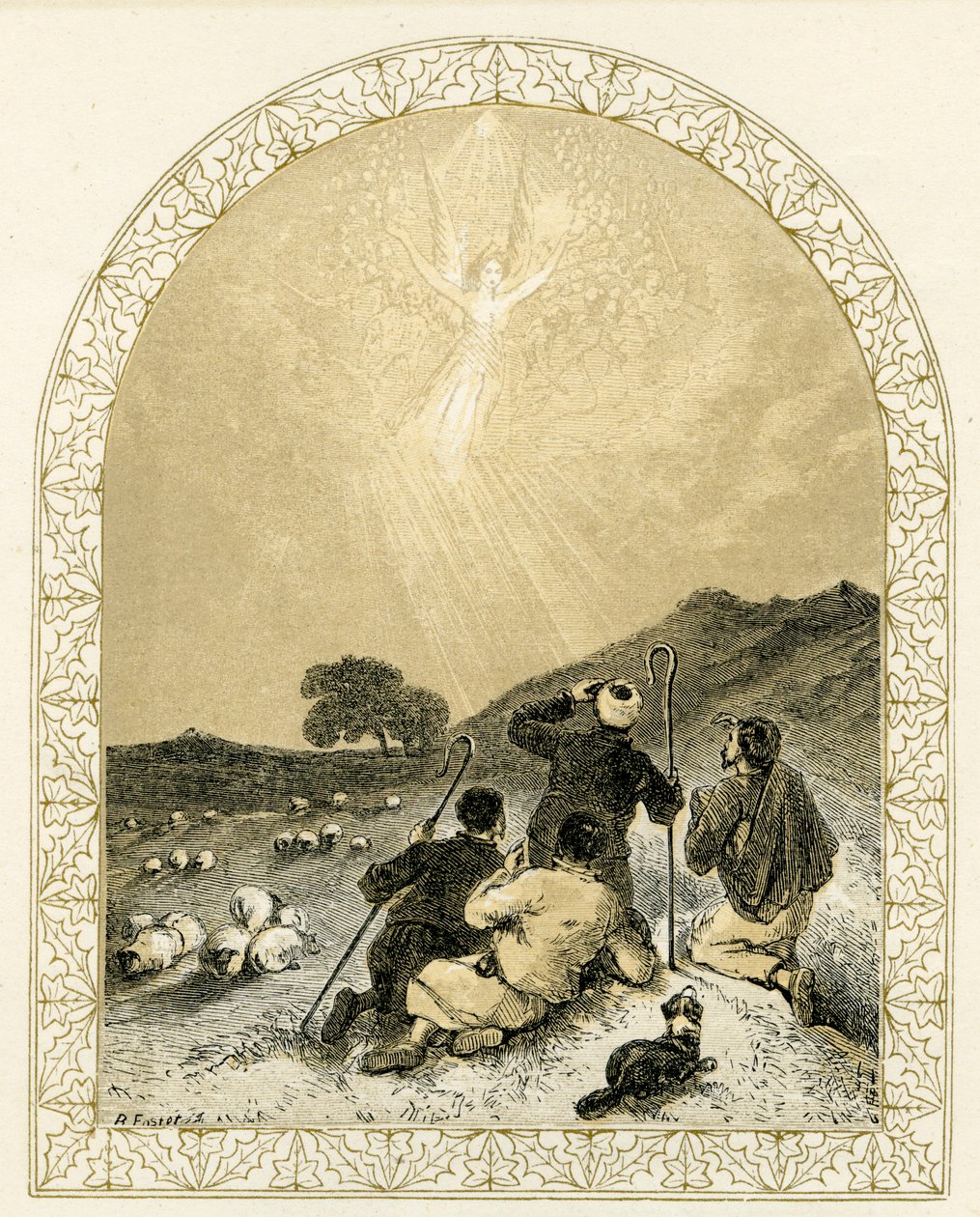 Anděl se zjevuje pastýřům - Bible od Myles Birket Foster