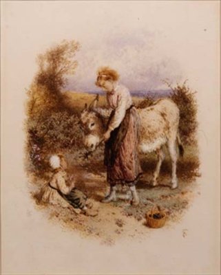 krmení osel od Myles Birket Foster