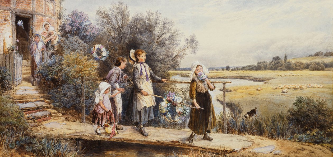 Prvomájové girlandy, od Myles Birket Foster
