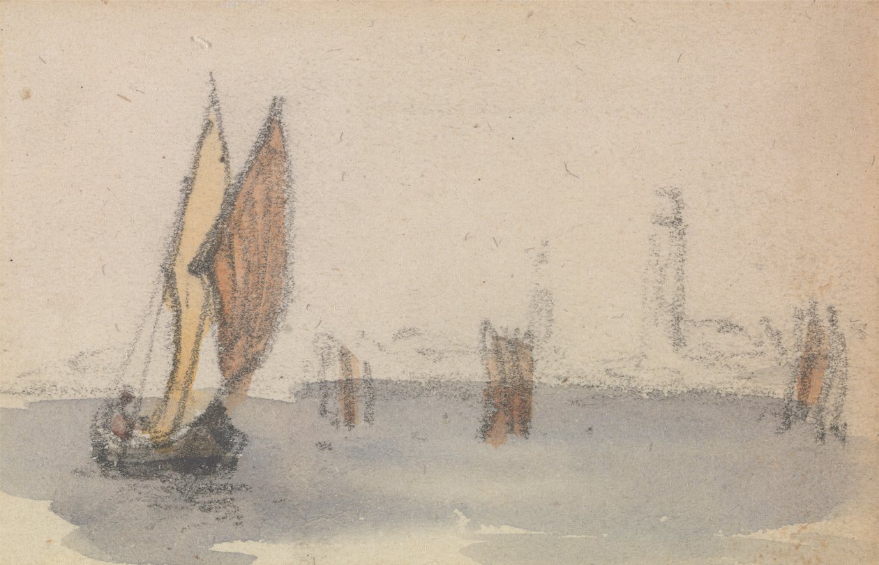 Jedna ze skupiny tří studií o benátské laguně od Myles Birket Foster