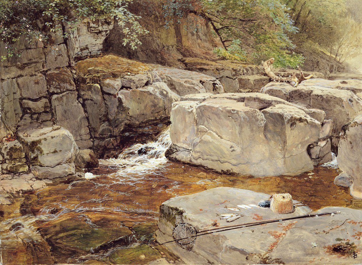 Skály na Gretě (akvarel a kvaš na papíře) od Myles Birket Foster